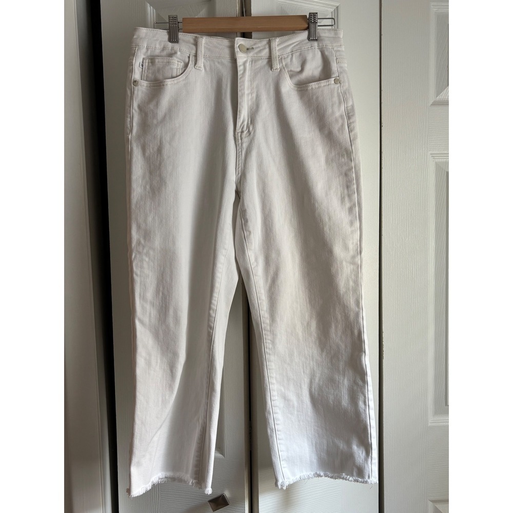 Judy Blue White Wide Leg Crop Jeans – Size 30 - Picture 3 of 10